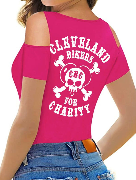 Cleveland CBC Logo Cold Shoulder Pink Fashion Top